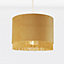 First Choice Lighting Set of 2 Tassle Chrome Sand Easy Fit Fabric Pendant Shades