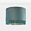 First Choice Lighting Set of 2 Tassle Chrome Teal Easy Fit Fabric Pendant Shades