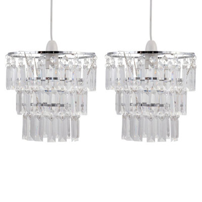 First Choice Lighting Set of 2 Three Tier Acrylic Crystal Light Shades