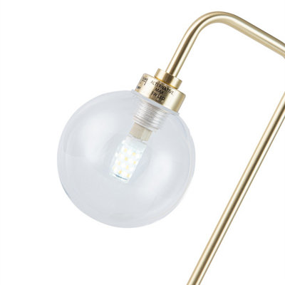 First Choice Lighting Set of 2 Toner Satin Brass with Clear Glass Globe Table Lamps