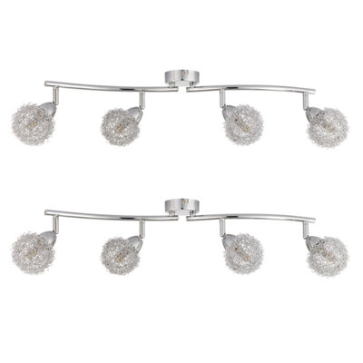 First Choice Lighting Set of 2 Totas LED Chrome Silver Wire 4 Light