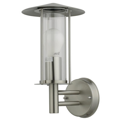 First Choice Lighting Set of 2 Treviso Brushed Stainless Steel Outdoor Wall Lights