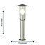 First Choice Lighting Set of 2 Treviso Stainless Steel Clear Glass IP44 50 cm Outdoor Post Lights
