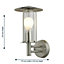 First Choice Lighting Set of 2 Treviso Stainless Steel Clear Glass IP44 Outdoor Wall Lights