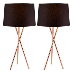 First Choice Lighting Set of 2 Trinity Copper Black Table Lamp With Shades