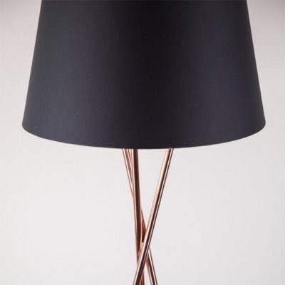 First Choice Lighting Set of 2 Trinity Copper Black Tripod Floor Lamps