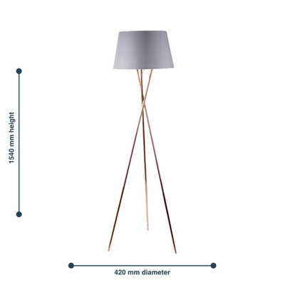 First Choice Lighting Set of 2 Trinity Copper Grey Tripod Floor Lamps