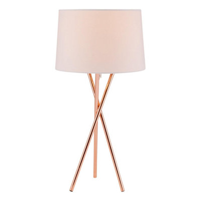 First Choice Lighting Set of 2 Trinity Copper White Table Lamp With Shades