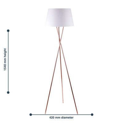 First Choice Lighting Set of 2 Trinity Copper White Tripod Floor Lamps