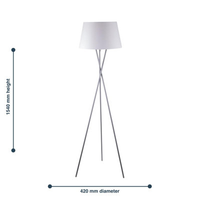 First Choice Lighting Set of 2 Trinity Grey White Tripod Floor Lamps