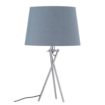 First Choice Lighting - Set of 2 Tripod Table Lamps with Grey Cotton Fabric Shades