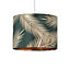 First Choice Lighting Set of 2 Tropica Dark Green with Gold Embossed Leaf Detail 30cm Pendant Shades