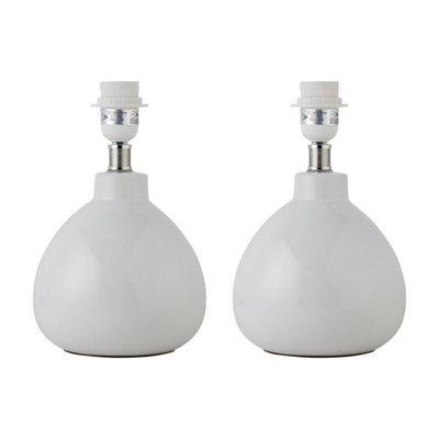 First Choice Lighting Set of 2 Tuscan White Ceramic Table Lamp Bases Only for 25cm Diameter Shade