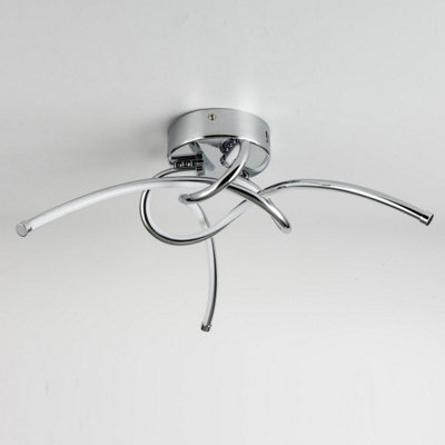 First Choice Lighting Set of 2 Twist Chrome LED Flush Ceiling Lights