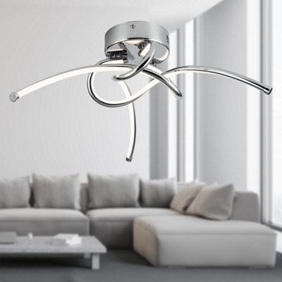 First Choice Lighting Set of 2 Twist Chrome LED Flush Ceiling Lights