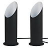 First Choice Lighting Set of 2 Up Black White Uplighter Floor Lamps