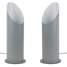 First Choice Lighting Set of 2 Up Light Grey White Uplighter Floor Lamps