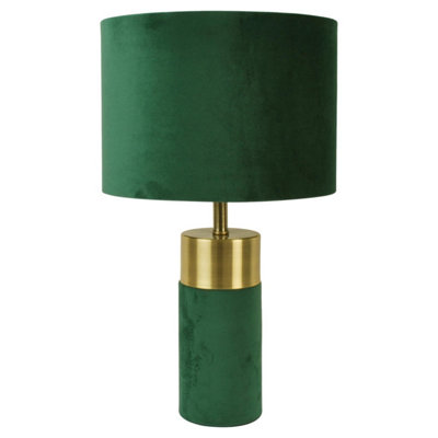 First Choice Lighting Set of 2 Velvet Antique Brass Green Table