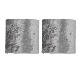 First Choice Lighting Set of 2 Velvet Grey 15.5 cm Fabric Shades
