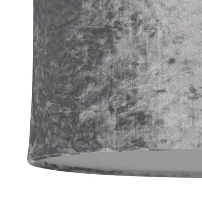First Choice Lighting Set of 2 Velvet Grey 25 cm Easy Fit Fabric Pendant Shades