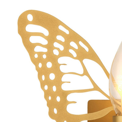 First Choice Lighting - Set of 2 Vivi Gold Butterfly Plug In Wall Lights