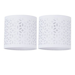 First Choice Lighting Set of 2 White Laser Cut 15.5cm Table Lamp Shades
