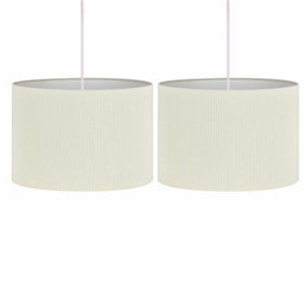 First Choice Lighting Set of 2 White Pleated 25cm Pendant Lightshades