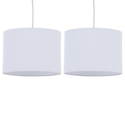 First Choice Lighting Set of 2 White Pleated 30cm Pendant Lightshades