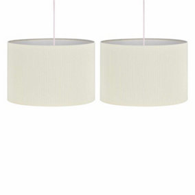 First Choice Lighting Set of 2 White Pleated 30cm Pendant Lightshades