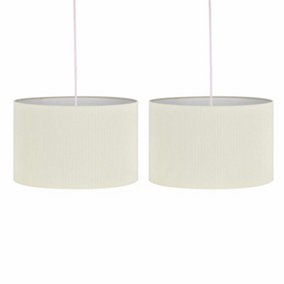 First Choice Lighting Set of 2 White Pleated 33cm Pendant Lightshades