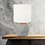 First Choice Lighting Set of 2 Wilson Grey Concrete White Table Lamp With Shades