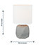 First Choice Lighting Set of 2 Wilson Grey Concrete White Table Lamp With Shades