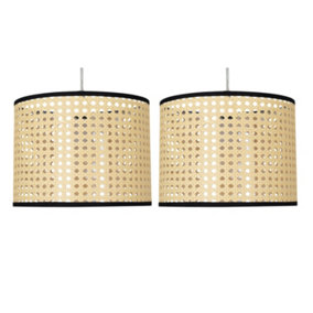 First Choice Lighting Set of 2 Woven 25cm Wicker Easy Fit Pendant Shades