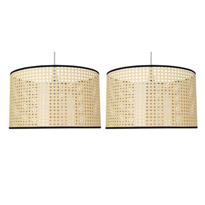 First Choice Lighting Set of 2 Woven 40cm Wicker Easy Fit Pendant Shades