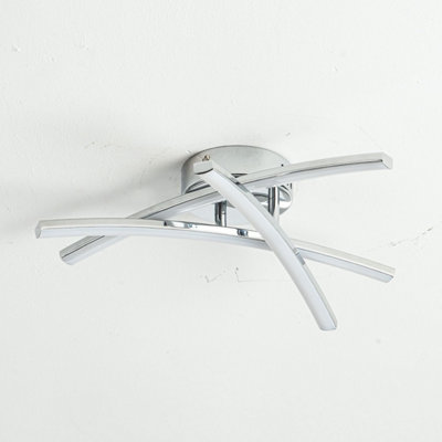 First Choice Lighting Set of 2 Yardley LED Chrome Opal Flush Ceiling Lights