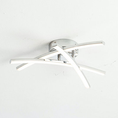 First Choice Lighting Set of 2 Yardley LED Chrome Opal Flush Ceiling Lights