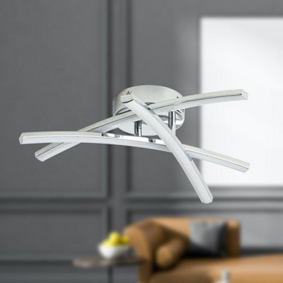 First Choice Lighting Set of 2 Yardley LED Chrome Opal Flush Ceiling Lights