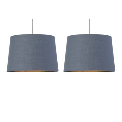 First Choice Lighting Set of 2 Zoey Dark Grey with Gold Inner Easy Fit Pendant or Lamp Shades