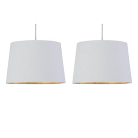 First Choice Lighting Set of 2 Zoey White with Gold Inner Easy Fit Pendant or Lamp Shades