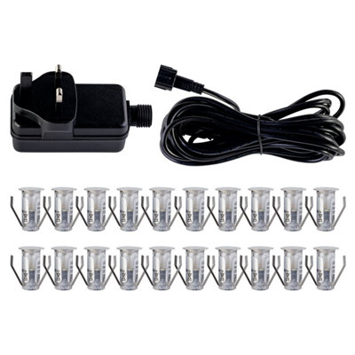 First Choice Lighting Set of 20 15mm Stainless Steel IP67 Cool White LED Plinth Decking Kit