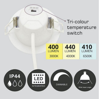 First Choice Lighting Set of 20 CCT LED Bathroom Downlights White IP44 Recessed Downlights