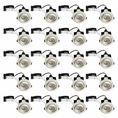 First Choice Lighting Set of 20 Downlight White Tilt Recessed Ceiling Downlights