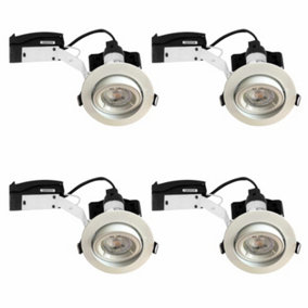 First Choice Lighting Set of 4 Downlight White Tilt Recessed Ceiling Downlights