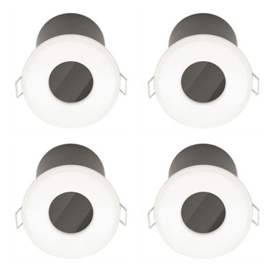 First Choice Lighting Set of 4 Fire Rated Bathroom Downlights White IP65 Recessed Downlights