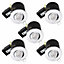 First Choice Lighting Set of 5 White Fire Rated Tilt Recessed Ceiling Downlights with Warm White LED Bulbs