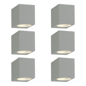 First Choice Lighting Set of 6 Falmouth Grey Clear Glass IP44 Outdoor Wall Washer Lights