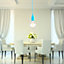 First Choice Lighting - Set of 6 Flex Blue Silicone Ceiling Pendant Lights with Black Ceiling Rose
