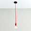 First Choice Lighting - Set of 6 Flex Red Silicone Ceiling Pendant Lights with Black Ceiling Rose