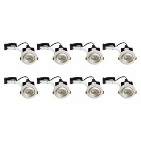 First Choice Lighting Set of 8 Downlight White Tilt Recessed Ceiling Downlights