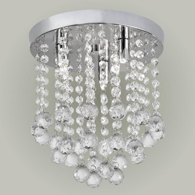 First Choice Lighting Sicily Chrome Clear Glass 3 Light 25 cm Flush ...